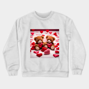 Teddy celebrating Valentines day, randome floating love hearts Crewneck Sweatshirt